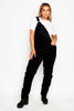 Unisex Black Cord Relaxed Fit Dungaree