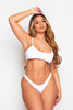 White Crinkle V Front Bikini Bottoms