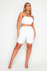 White Bandeau Top & Cycling Shorts Co-ord