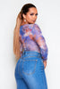 Blue Mesh Statue Printed Bodysuit