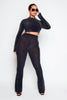 Black Glitter Stretch Crop Top & Trouser Co-ord