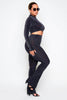 Black Glitter Stretch Crop Top & Trouser Co-ord