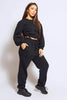 Black Marl Crop Side Tie Sweater & Joggers Co-ord