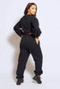 Black Marl Crop Side Tie Sweater & Joggers Co-ord