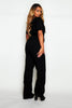 Tall Black Square Neck Wide Leg Denim Jumpsuit