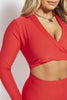 Red Tie Front Long Sleeve Jumpsuit