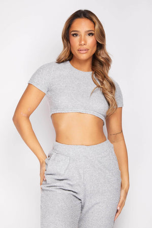 Grey Marl Short Sleeve Crop T.Shirt