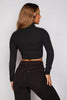 Black Ribbed Polo Crop Top