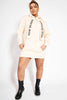 Peach Slogan Tape Sweatshirt Dress