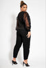 Black Jersey Sweater with Organza Sleeves