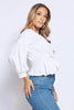 White Plunge Peplum Wrap Blouse