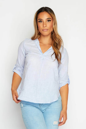 Blue Linen Relaxed Shirt