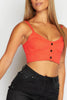 Red Denim Popper Bralet