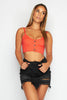 Red Denim Popper Bralet