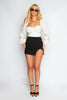 Stone Ruched Bustier Contrast Long Sleeve Bodysuit