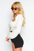 Stone Ruched Bustier Contrast Long Sleeve Bodysuit