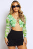 Green Tie Dye Mesh Crop Top with Chain Detail