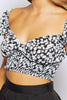 Black Floral Wrap Crop Top with Shirred Hem