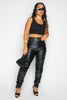 Black Ribbed Front Lace Up Crop Top