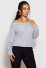 Light Grey Slash Neck Crop Sweater