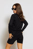 Black Cotton Long Sleeve V Neck T-Shirt