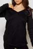 Black Cotton Long Sleeve V Neck T-Shirt