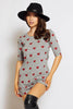 Grey Jersey Cut Out T-Shirt Dress with Red Hearts