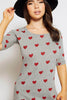 Grey Jersey Cut Out T-Shirt Dress with Red Hearts