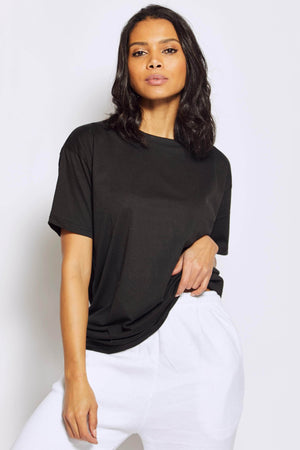 Black Oversize Jersey Boyfriend Tee