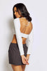 White Square Back Long Sleeve Crop Top