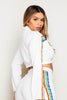 White Rainbow Stripe Cropped Polo Top