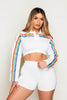 White Rainbow Stripe Cropped Polo Top