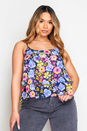 Navy Floral Sheer Cami Top