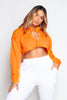 Orange Cropped Open Neck Hoodie