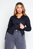 Black Ribbed V Neck Vest & Cardi Set