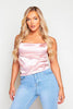 Pink Satin Cowl Neck Cami Top