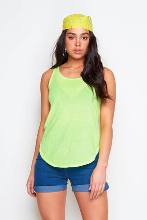Neon Green Sleeveless Jersey Vest Top