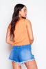 Neon Orange Sleeveless Jersey Crop Top