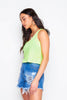 Neon Green Sleeveless Jersey Crop Top