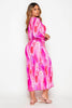 Pink Tie Dye Sheer Split Front Kaftan