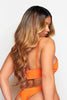 Orange Crinkle Scoop Neck Bikini Top