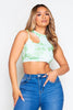 Green Tie Dye Cut Out Crop Top