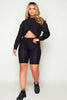Black Front Ruched Crop Sweater