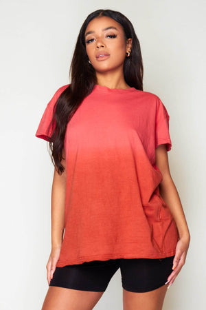 Petite Ombre Pink Tie Dye Long T-Shirt