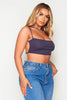 Charcoal Rib Backless Tie Bralet