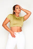 Olive Double Slinky Square Neck Crop Top