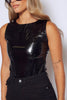 Black Vinyl Pu Sleeveless Bodysuit