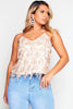 Nude Mesh Sequin Tassel Cami Top