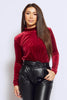 Wine Velvet High Neck Long Sleeve Bodysuit