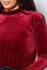 Wine Velvet High Neck Long Sleeve Bodysuit